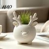 Christmas Ornament 3D Printed Reindeer Succulents Planter Pot for Indoor Plants, Decorative Desktop Makeup Brush Storage Organizer, Table Ornament,