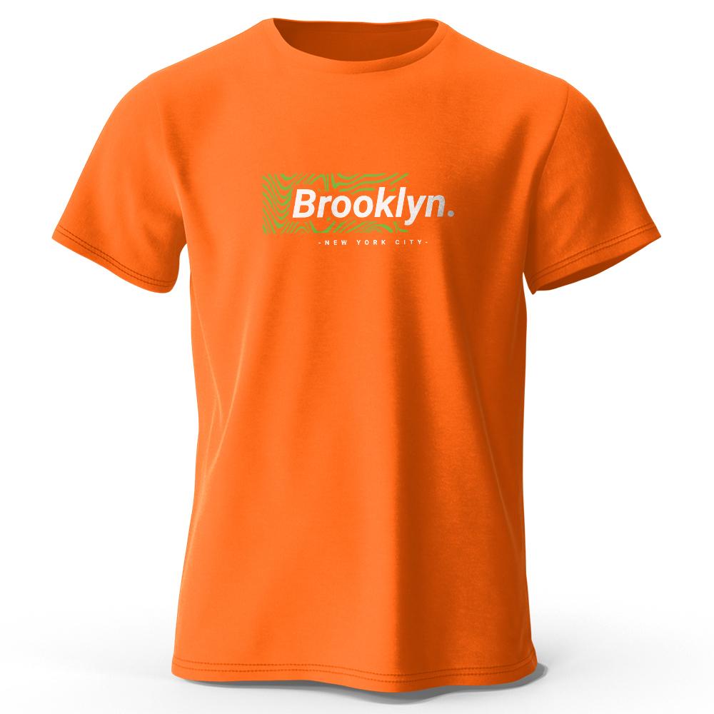 Brooklyn New York Print, Men's Novel Graphic Design T-shirt, Casual Comfy Summer Tees for Men's Daily ActivitiesTops Clothing