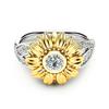Mit Diamanten besetzter Gold- und Silber-Zweifarben-Sonnenblumen-ModeringPersonalisierter Schmuck