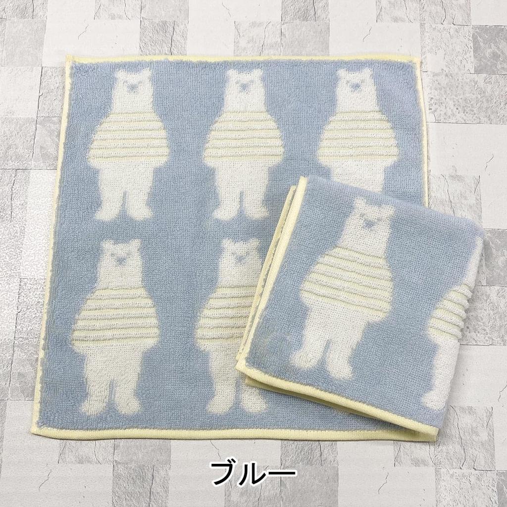 Imabari Towel Set of Border Bear Blue Made in Shankar Pocket Just for Children Nursery Animal Bear Handkerchiefs, 2, Pattern, & Pink, 25x25cm, Japan,