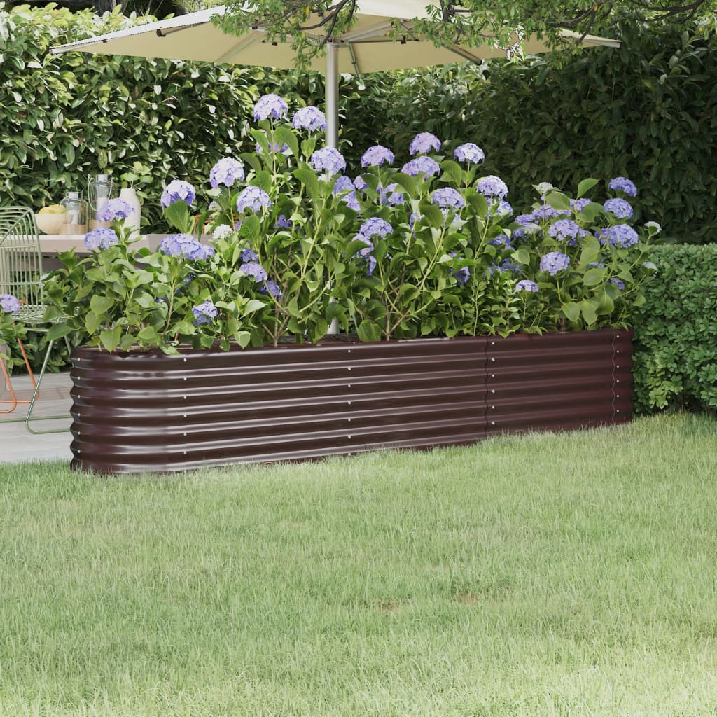 Vidaxl Raised Planter, Powder-Coated Steel, 224X40X36 Cm, Brown