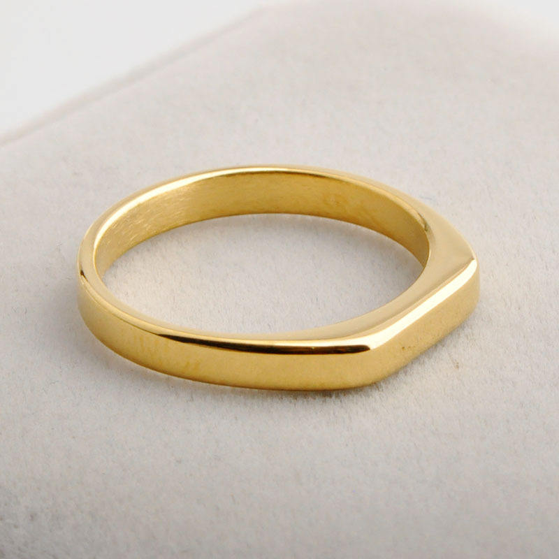 Korean Simple Ring Titanium Steel Natural Stone Female Ins Non-Color Ring for Anniversary