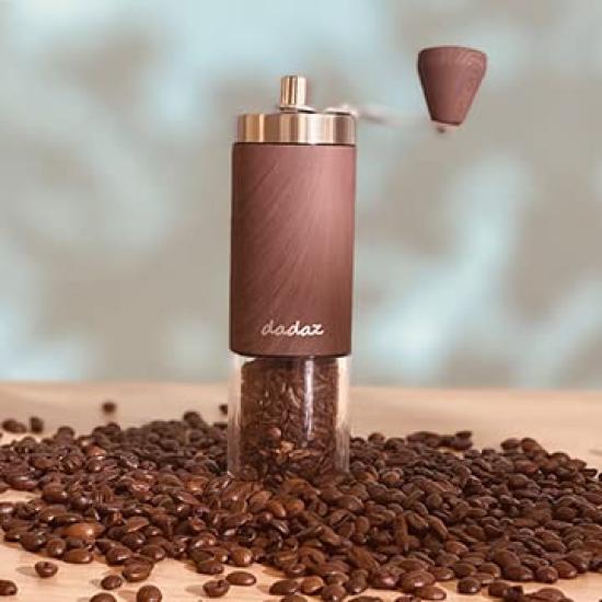 Dadaz Manual Coffee Grinder, Wood Grain Finish, Hand Grinding, Outdoor, Camping, Coffee, Washable
