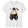 Coquette Halloween Pumpkin Cupcake Womens T-Shirt Spooky Halloween Gift For Her