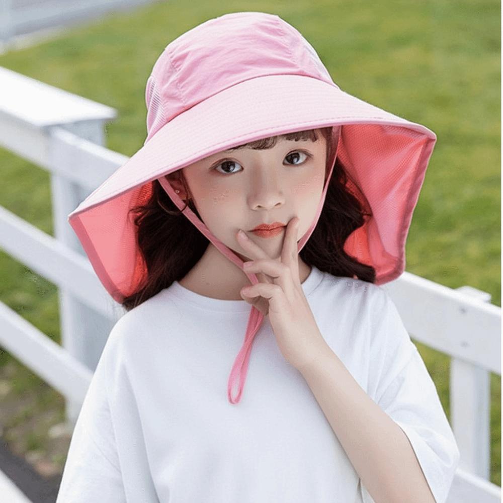 Wide Brim Children Bucket Hat Solid Color Summer Sun Hat Foldable Sunscreen Cap  Baby