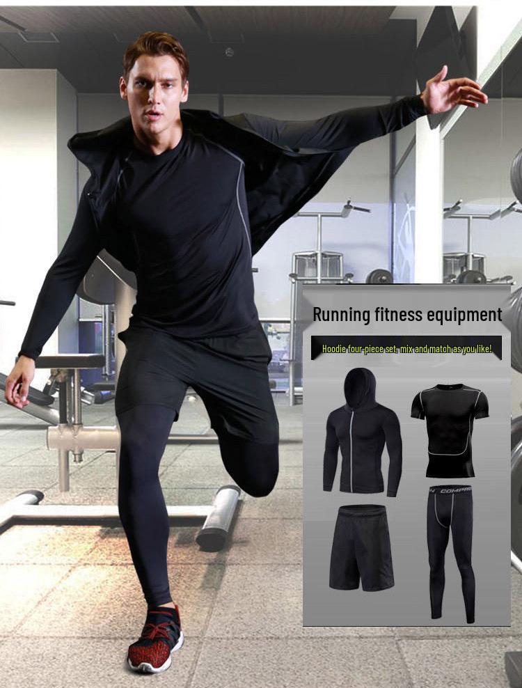 Podzimní/Zimní Rychleschnoucí Sportovní Mikina s Kapucí - Běžecká Fitness Bunda s Dlouhým Rukávem