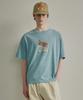 BEYOND CLOSET [Collection Line] Vintage Tape Detail Washed Short Sleeve T-Shirt Sky Blue