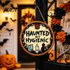Waterproof Halloween Sign Bathroom Hanging Ornaments, Creative Ghost Wooden Party Decoration Sign, Decorative Wall for Restroom Rustic Wood Decor