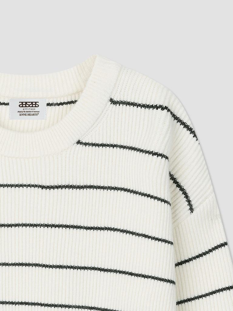 Aenhacheu Stripe Round Knit Ivory
