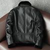 Genuine Leather Jacket Men Winter Coat with Lamb Wool Fur Lining Thickened Warm Sheepskin Outerwear