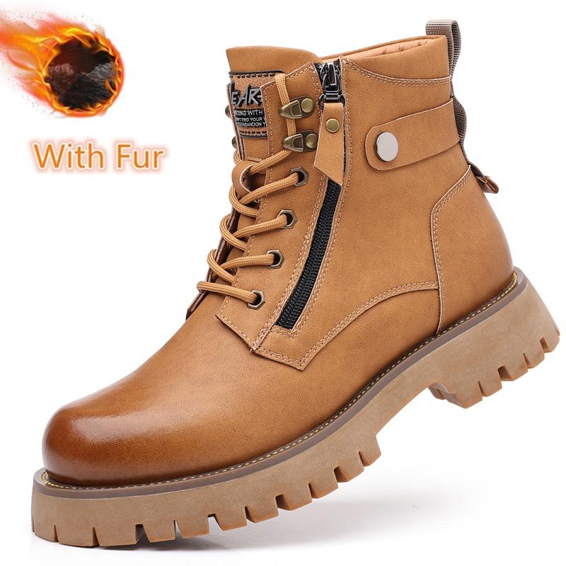 

Fashion Leisure High Top Walk Outdoor Shoes Handmade Mens Chelsea Boots Men Winter Plush Snow Boots Classic Comfy New Male Ankle Boots 46