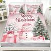 Santa Claus Elk Christmas Tree Print Coreless Fitted Sheet Set Christmas Theme Fitted Sheet Soft Bedspread Bedroom Bedding Decor