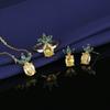 New Three-piece Set High-end Luxury Set, Citrine Pineapple Gold-plated Earrings Necklace Jewelry
