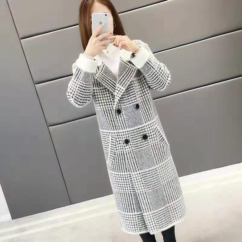 Nouveau Cardigan Tricoté Mi-Long Ample Épais pour Femme Automne/Hiver: Manteau pull grande taille pour mère