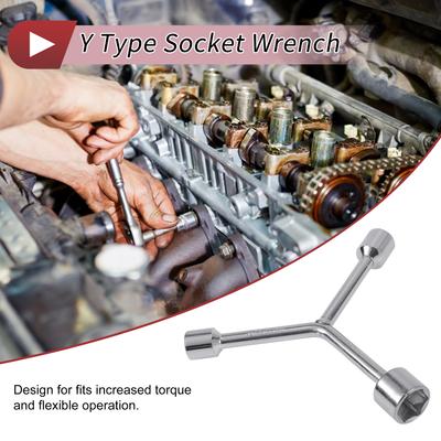 Motoforti Steckschlüssel Schraubenschlüssel Steckschlüssel-Entferner 7,4 cm Kohlenstoffstahl Sechskant 8mm-19mm für Motorrad Y-förmiger 3-Wege-Schlüsselaufsatz