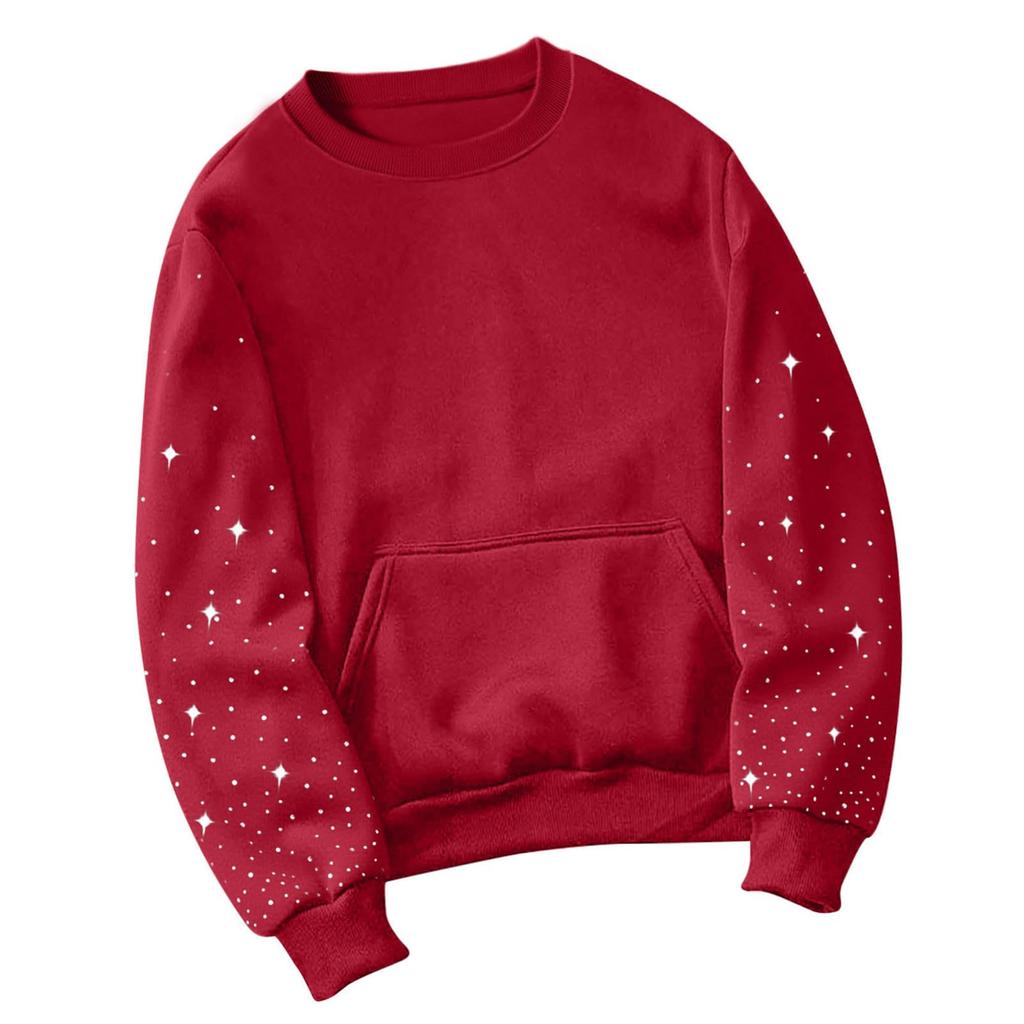 Women's Fashionable Casual Commuting Sport Pullover Long-sleeved Rhinestone-embroidered Loose-fitting Hoodie