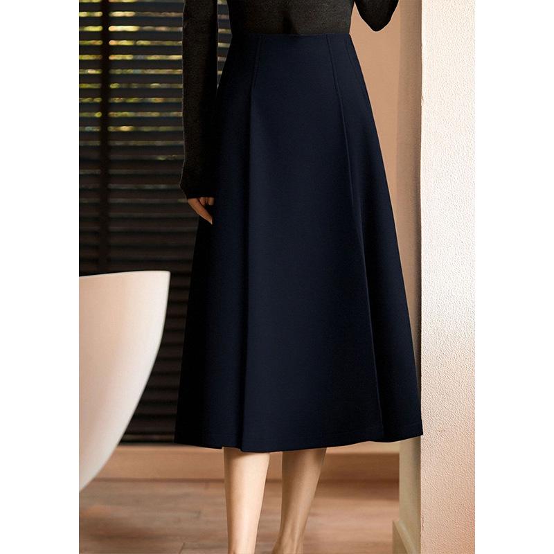 

Petite French Navy Blue A-Line Midi Skirt - 2025 Autumn/Winter Women s Elegant Fashion XL темно-синий