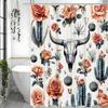 Cactus and rose flower Shower Curtain Washable Dirt-Resistant Shower Head waterproof Polyester Bath Curtain For Home Decor
