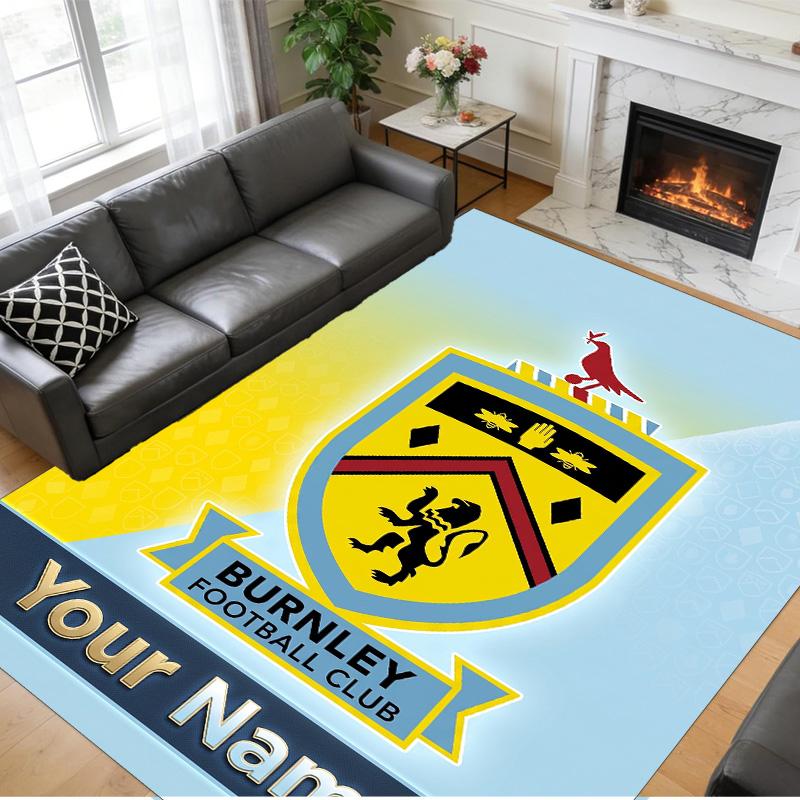 Crystal Velvet Rug Custom Name Text, Soft Non Slip Floor Mat Home DecorBurnley Football
