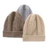 Kids' Medium/Large College Style Cashmere Wool Hat - Diamond Pattern, Solid Color, Autumn/Winter Warm Heavy Knit