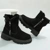 Fashion Ankle Snow Boots Women 2024 Winter Warm Fashion Designer Platform Boots Gladiator Non-slip Short Plush Flats Suede Shoes Mujer