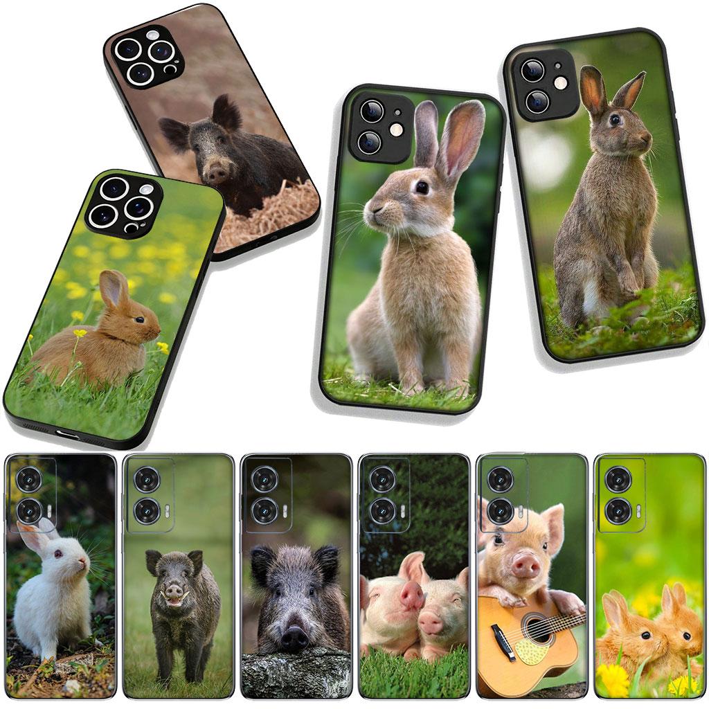 for Motorola Moto Edge 70 60 Fusion 40 NEO 20 Pro G Stylus G56 G96 G71 G73 G52 G41 G42 G50 G51 Phone Case Rabbit Wild Boar Pig