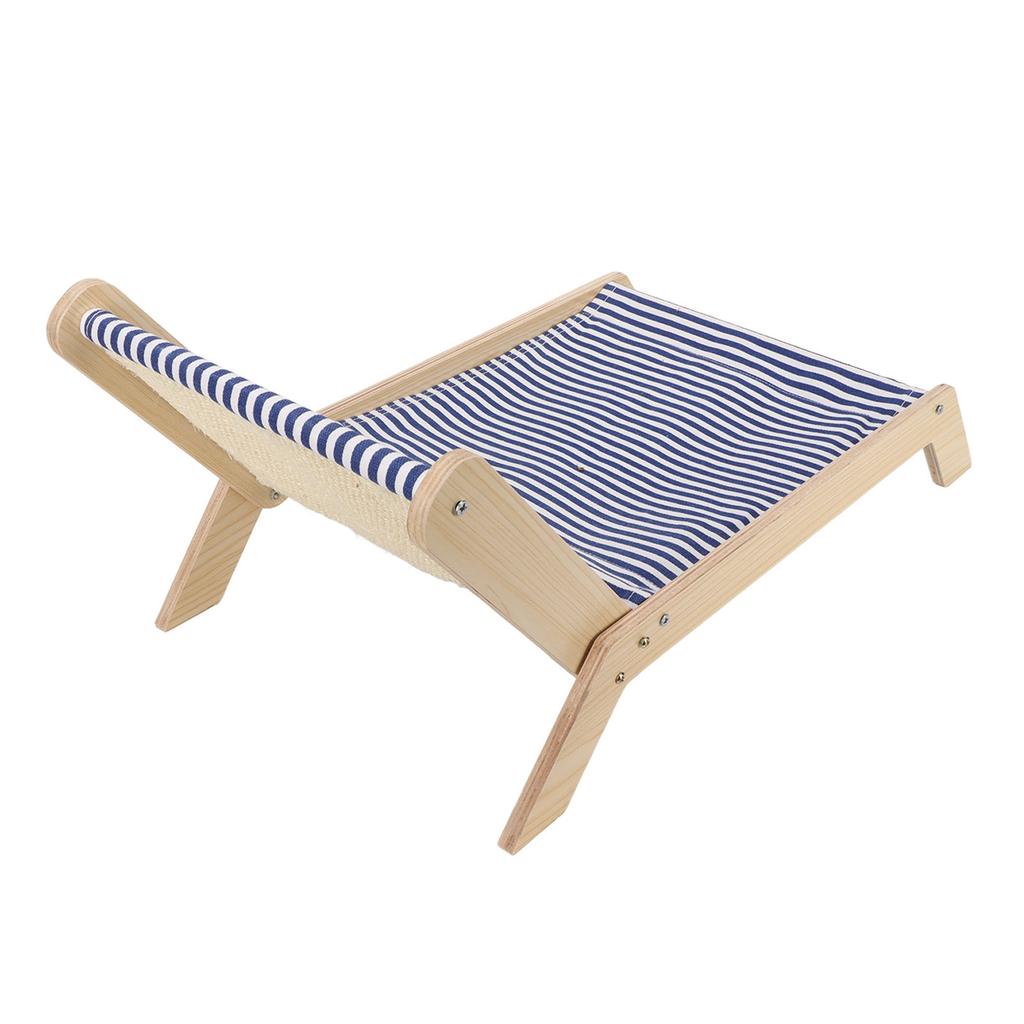 Cat Hammock Prevent Shaking Wooden Frame Swing Chair Kitten Raised Bed with Scratcher for All Seasons Beach Lounge Chair