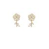 White camellia ear clips, simple zircon stud earrings, women's niche design, flower earrings, mosquito coil disc.
