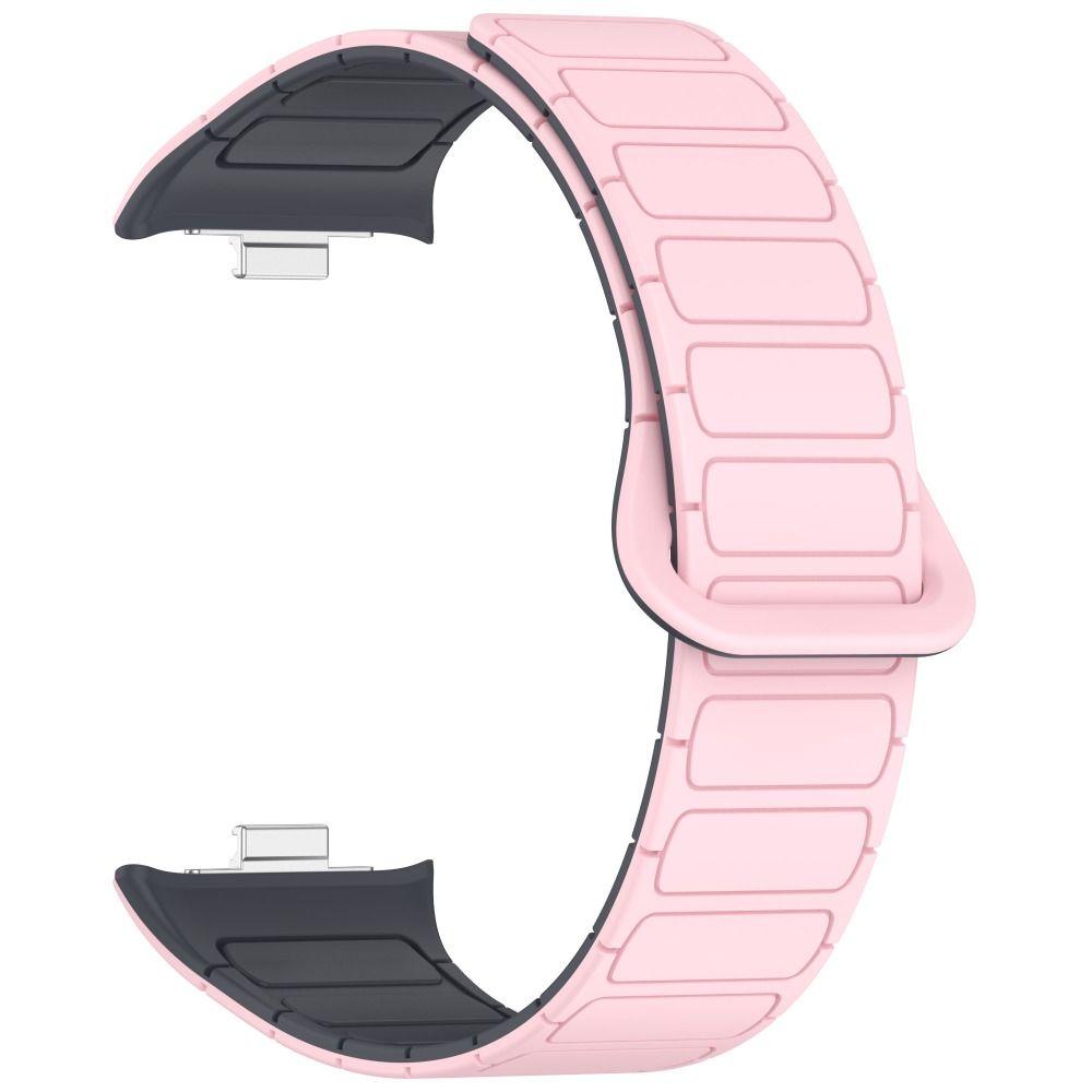 

Wrist Magnetic Silicone Strap Double Color Bracelet Watchband for Redmi Watch 4/Xiaomi Band 8 Pro серый/розовый