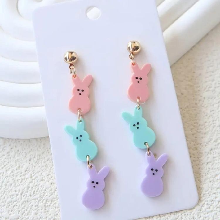 Trendy Multicolor Rabbit Earrings Acrylic Animal Dangle Ear Rings Fashion Statement Jewelry Animal Theme Ear Accessory