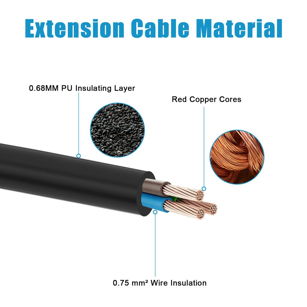 Prelungitor de alimentare european de 3 metri, cablu spiralat de alimentare cu ștecher mascul la priză femelă, ștecher Schuko UE, 230 V/16 A IP20