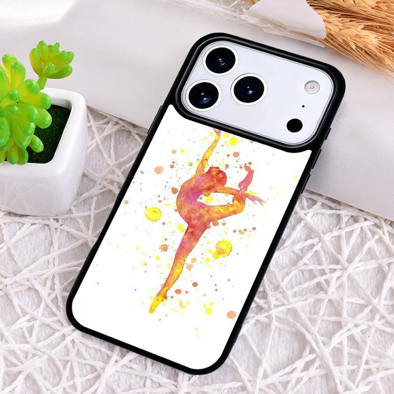 Gymnastics Oil Painting Soft Phone Case for iPhone 17 Air 16 15 11 12 14 13 Pro Max Shockproof Cover