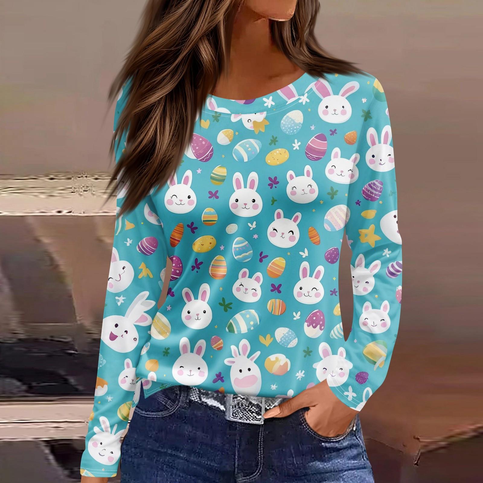 

Женская модная повседневная свободная футболка с принтом и круглым вырезом с разрезом и длинным рукавом, женский топ M