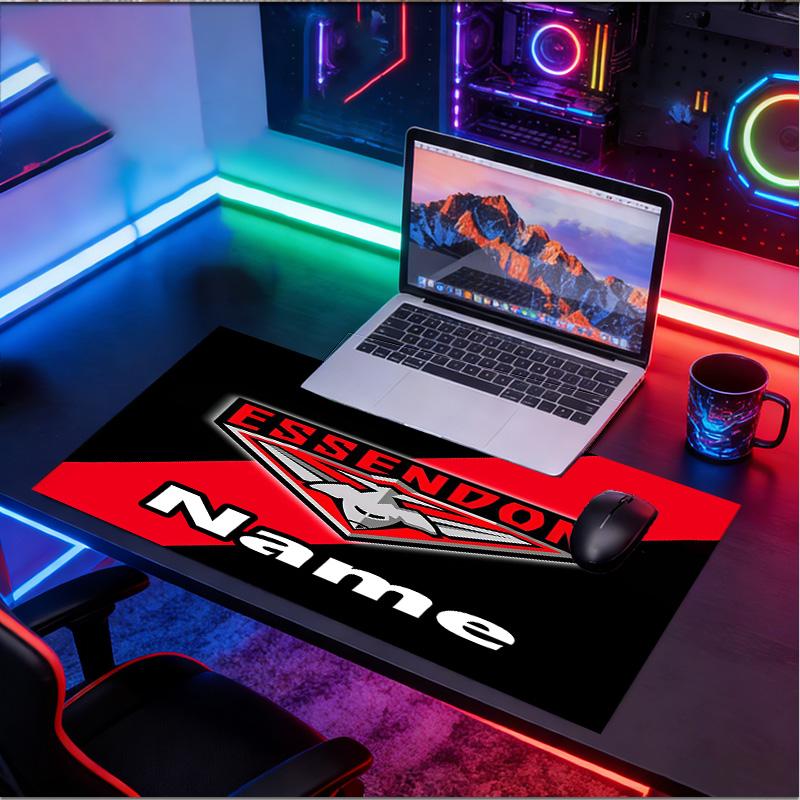 Custom Name Personalized Essendon Football Pattern Mousepad, Laptop PC Desk Mat, Decorative Desk Mat for Home Keyboard Pad Gift