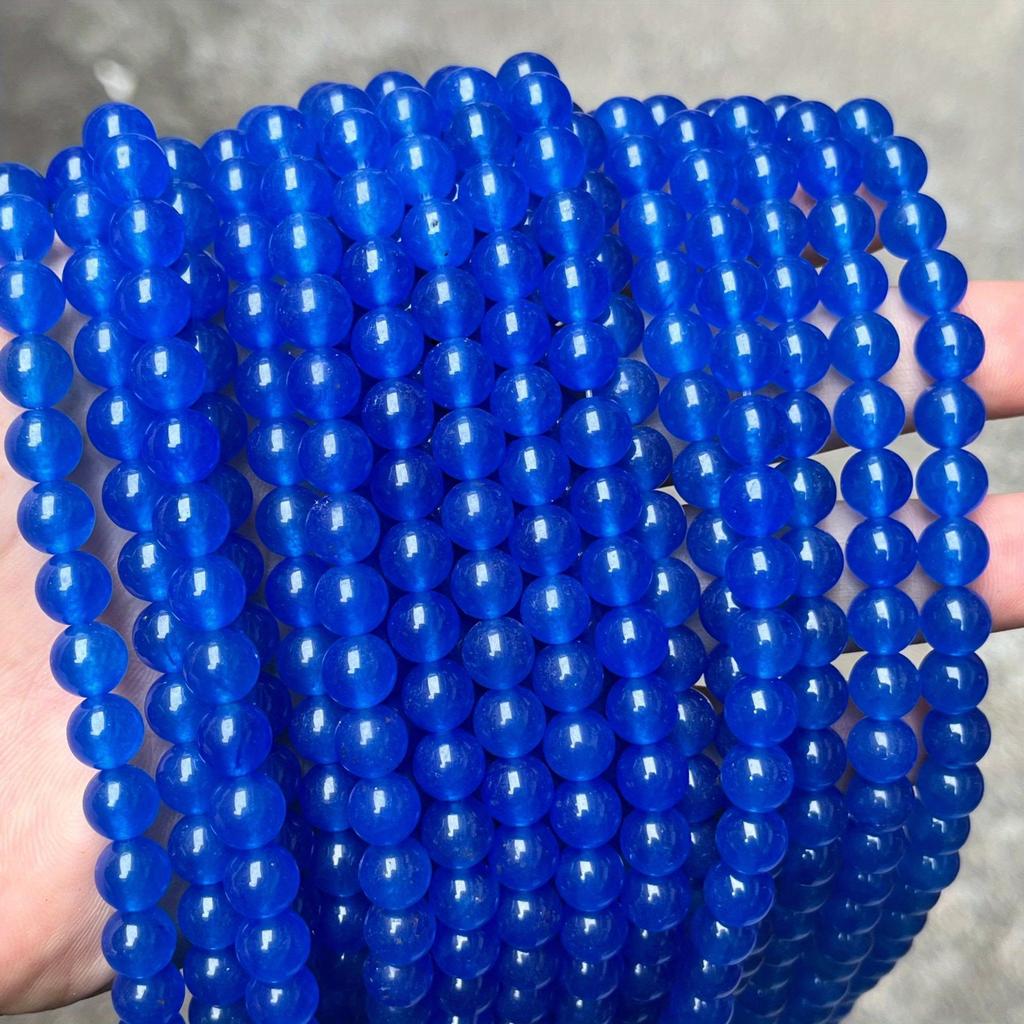 Cca 45 ks/sáček 8mm Přírodní Tmavě Modrý Chalcedon pro DIY Náhrdelník Náramek Příslušenství pro Výrobu Šperků