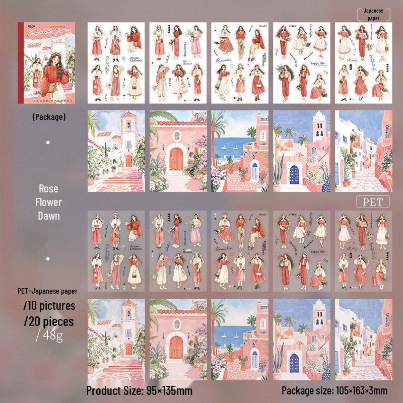 Cozy Journey Die-Cut Sticker Book: Ketchup Girl Travel Series, 6 Styles, 20 Sheets