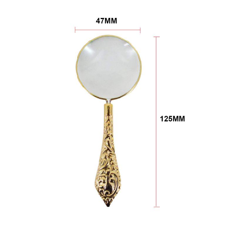 Europäische Leselupe mit zartem Griff, Retro-Glaslinse, hochwertiger geprägter Griff