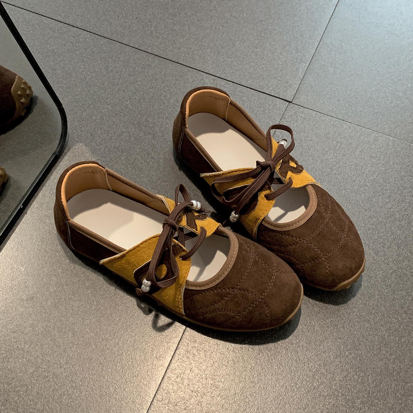 

Queen Fan retro premium flat bottom shallow mouth single shoes women s summer 2025 new with skirt versatile Mary Jane shoes 40 темно-коричневого