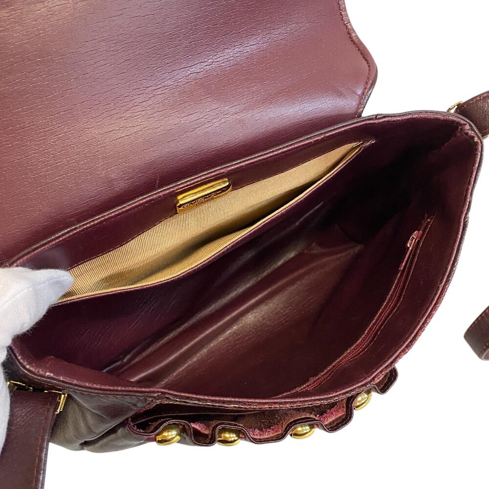 Givenchy Vintage Logo Klappe Leder Schultertasche weinrot Leder Damen Gebraucht