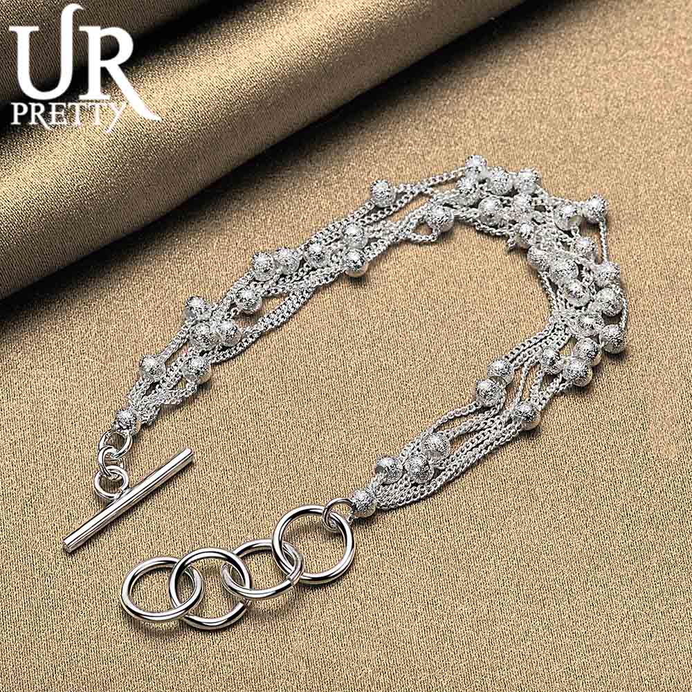 925 Sterling Silver Matte Pearl Ball Chain Grape Bracelet Fashionable Wedding Jewelry