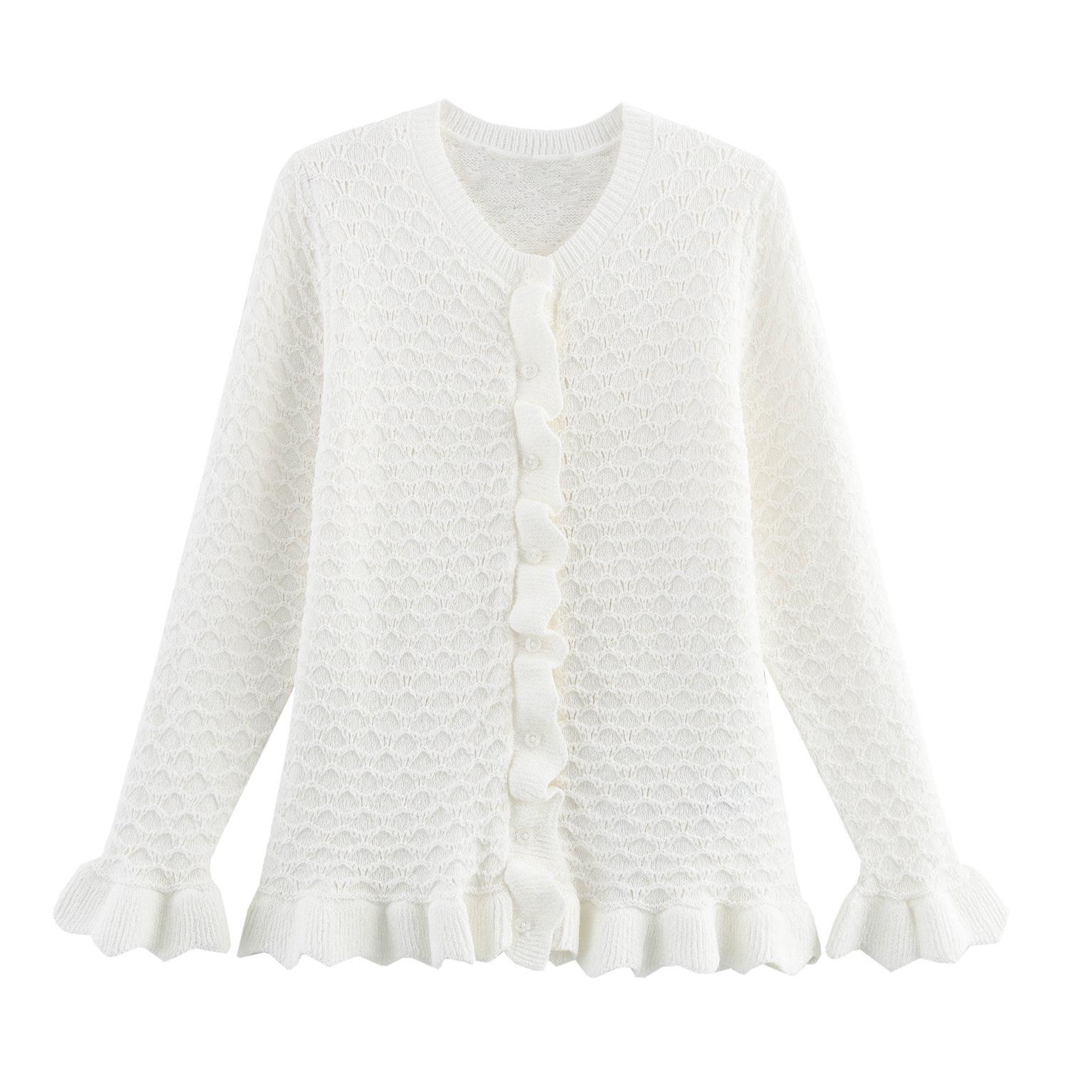 

Женский модный многослойный вязаный кардиган Весна 2025 - Европейский и американский стиль S белый