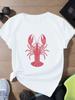 Creative Pink Lobster Printed Summer Unisex Casual Tshirt Short Sleeve Roundneck Tshirt Soft Unisex Daily Wear Clothing
