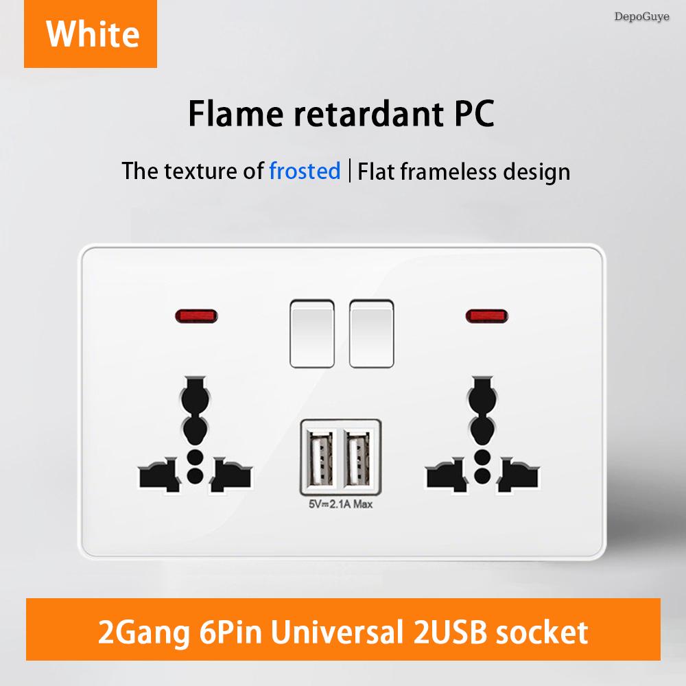18W Type-C Plug Quick Charging Universal 5-pin Dual Power Socket,UK Standard 13A Wall Socket with DC 5V 3.1A Type-c USB Charger