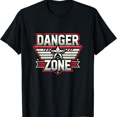 Gefahrenzone Retro-inspiriertes Grafik-T-Shirt