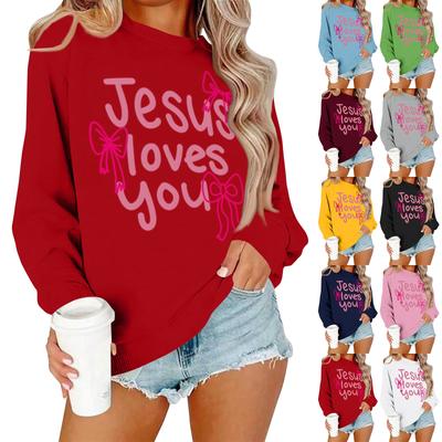 Women's Casual Fashion Print Long Sleeve O-Neck Pullover Top Blouse
