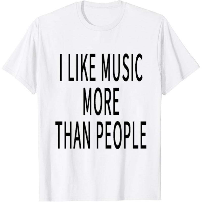 New Unisexs 2026 Vintage I Like Music More Than People Letter T Shirt Unisex Unisex Tee Casual Streetwear Harajuku Summer Cotton