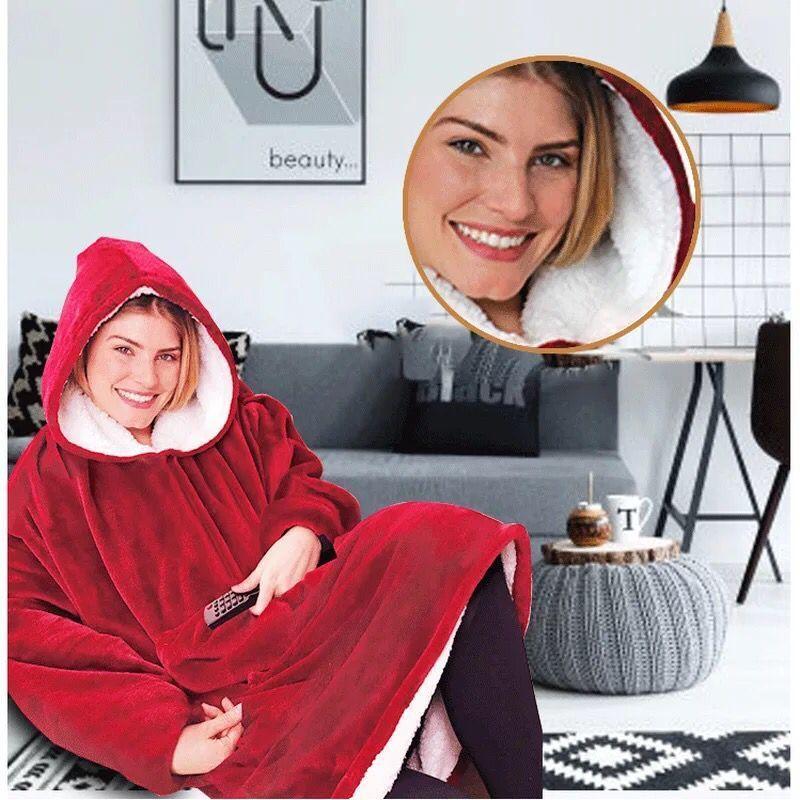 1 Pezzo Felpa con Cappuccio Coperta Indossabile da Donna Uomo, Felpa Coperta Oversize Super Morbida Calda Accogliente Indossabile con Cappuccio