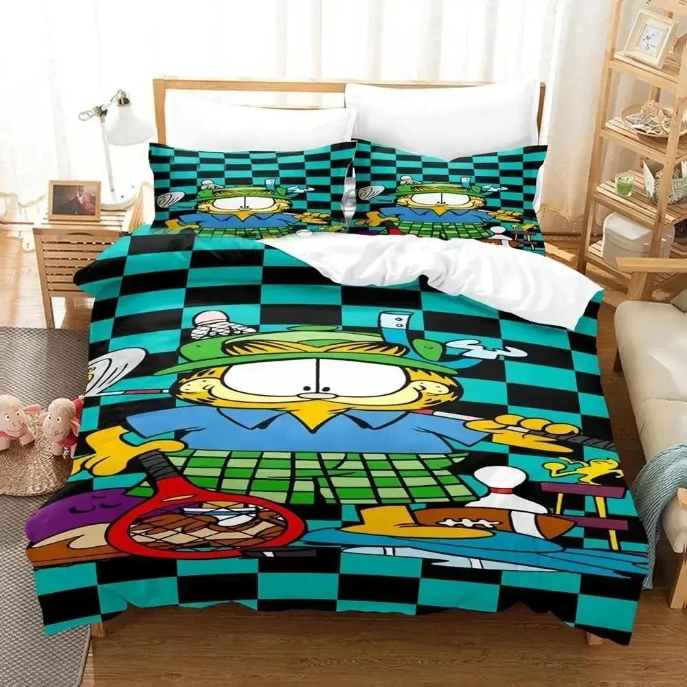 3D Print Orange Cat Cartoon Bedding Set Duvet Cover Bed Set Quilt Cover Pillowcase Comforter King Queen Size Boys Adult Bedding