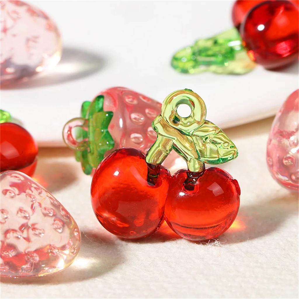 CH57 5Pcs Acrylic Fruit Strawberry Beads Beautiful Beads Transparent Handmade Diy Necklace Jewelry Handmade Beads Accessories