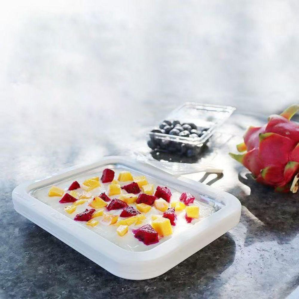 304 Stainless Steel Freezing Yogurt Maker with Shovel Cold Yogurt Plate  Refrigerator